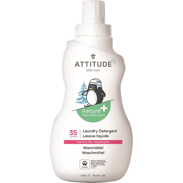 Attitude Płyn do prania ubranek dziecięcych, Bezzapachowy (fragrance free), 35 prań, 1050 ml