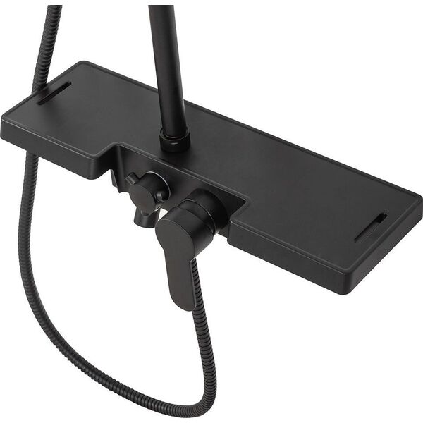Zestaw prysznicowy Rea REA-P0636 ZESTAW NATRYSKOWY BRAVO BLACK Z BATERIĄ Z PÓŁKĄ DESZCZOWNICA KWADRAT REA // N.REA.NAT-BRAVO BLACK