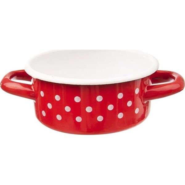 Orion Garnek / garnuszek emaliowany 0,6L GROCHY czerwony uniwersalny