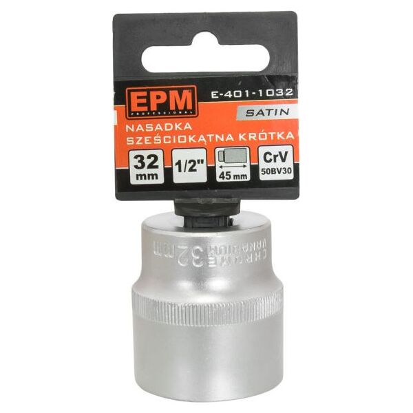 EPM NASADKA KRÓTKA 1/2&#039|&#039|&#039|&#039| 6-KĄTNA SATIN 10MM