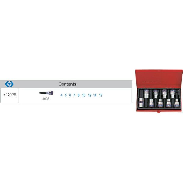 King Tony KT KPL.NAS.IM.1/2" 9cz. 4-17mm/KASETA... KT4120PR