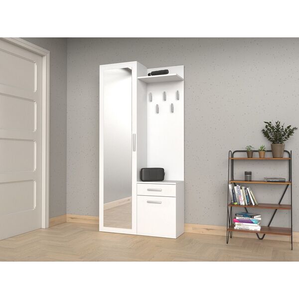 Topeshop GARDEROBA DUO SZAFA LUSTRO WIESZAK BIEL MAT