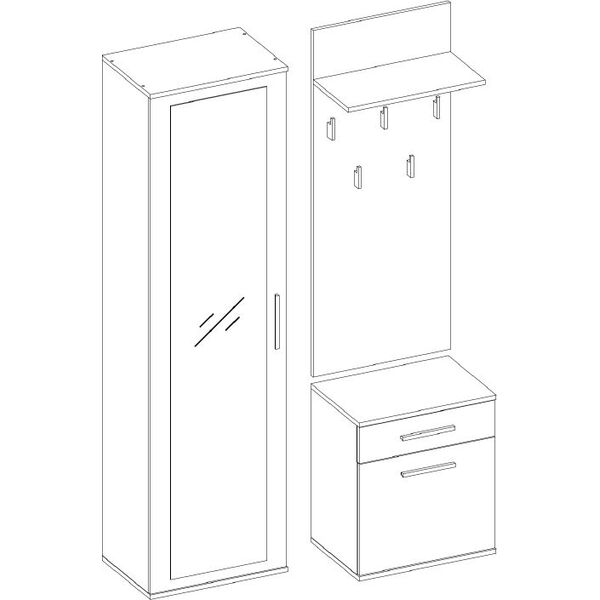 Topeshop GARDEROBA DUO SZAFA LUSTRO WIESZAK BIEL MAT