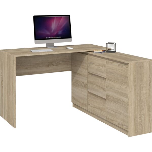 Topeshop KOMODA 2D3S 120CM DĄB SONOMA 3 SZUFLADY 2 DRZWI SALON
