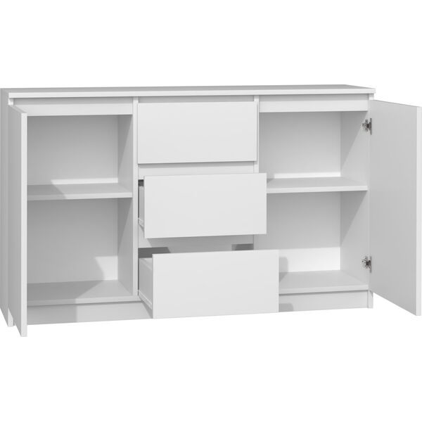 Topeshop KOMODA 2D3S 120CM BIEL 3 SZUFLADY 2 DRZWI SALON
