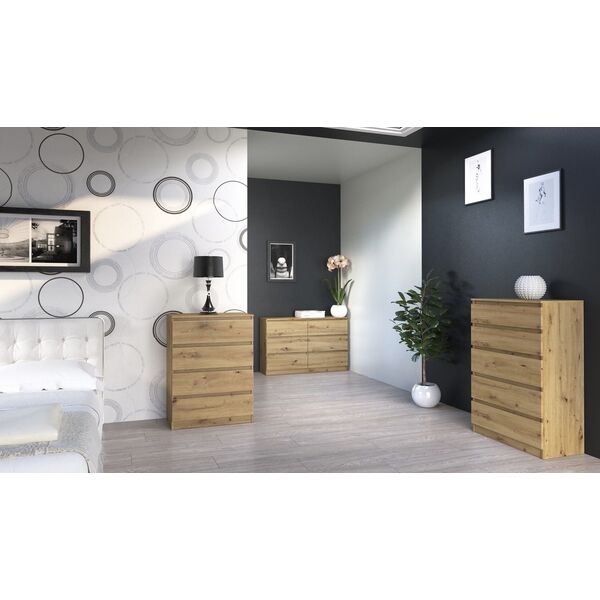 Topeshop KOMODA SZAFKA REGAŁ 3 SZUFLADY M3 DĄB ARTISAN
