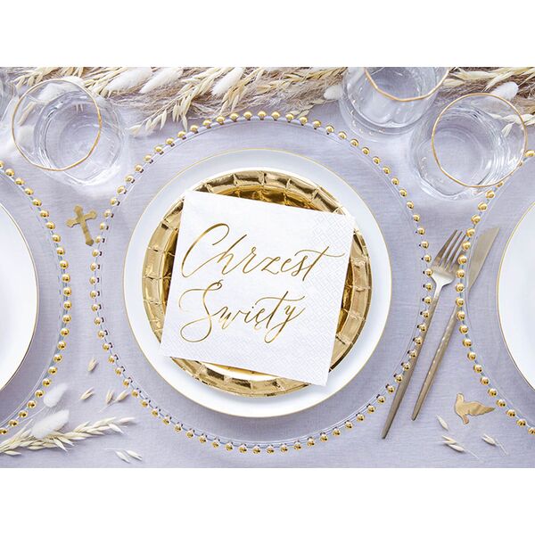 Party Deco Serwetki Chrzest Święty 3 warst. 33x33 białe 20 szt uniwersalny