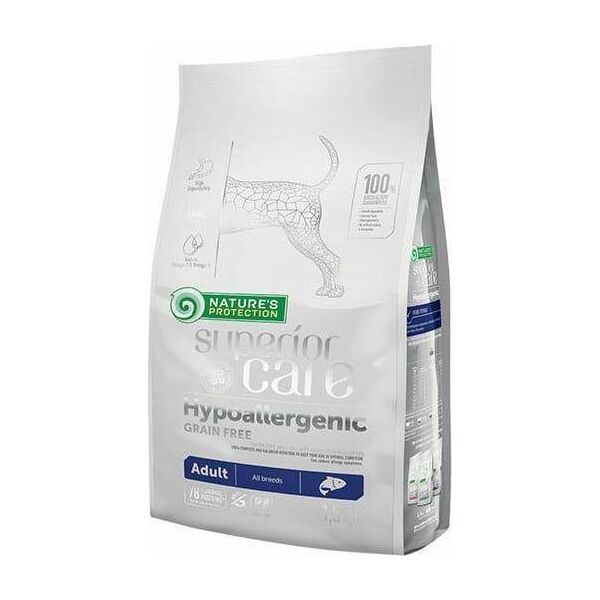 Nature’s Protection Nature's Protection Superior Care Hypoallergenic Grain Free Salmon Adult All Breeds pašaras visų veislių suaugusiems jautrios virškinimo sistemos šunims, 1.5 kg