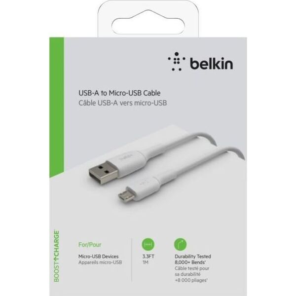 Kabel USB Belkin USB-A - microUSB 1 m Biały (CAB005bt1MWH)