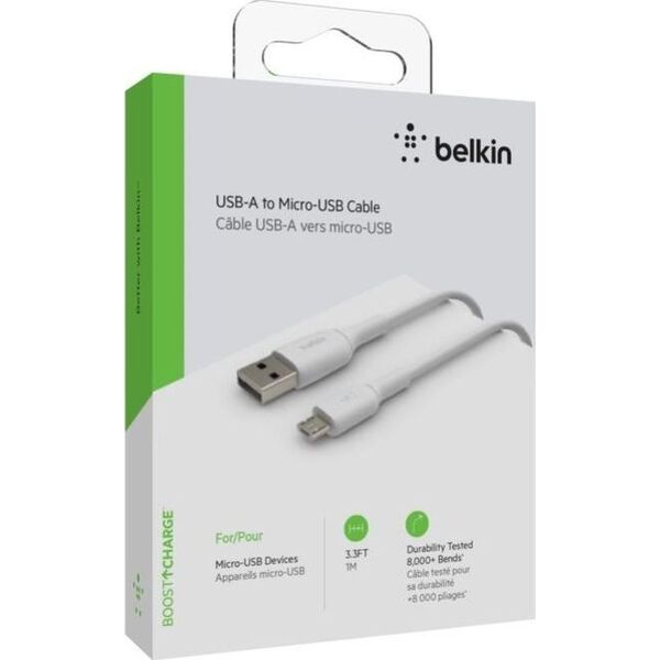 Kabel USB Belkin USB-A - microUSB 1 m Biały (CAB005bt1MWH)