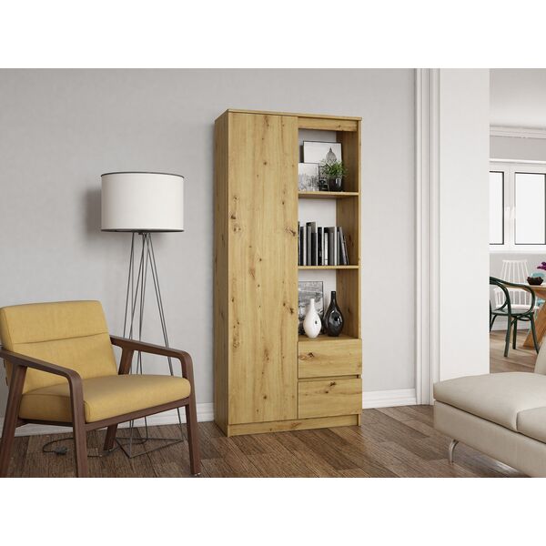 Topeshop REGAŁ RS-80 BILY - DĄB ARTISAN