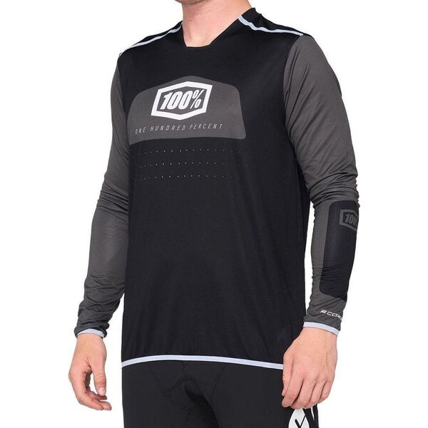 100% Koszulka męska 100% R-CORE X Jersey długi rękaw black white roz. M (NEW)