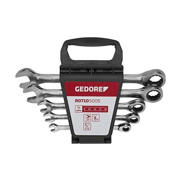 Gedore Gedore Red ring ratchet open ended spanner set, 5 pieces, spanner (chrome, SW 8 - 19mm)
