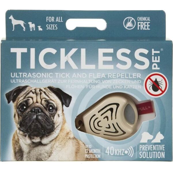 Tickless TickLess ultragarsinis pakabukas nuo erkių ir blusų šunims ir katėms, kreminės spalvos