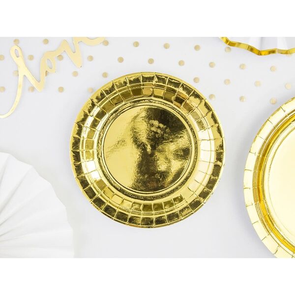 Party Deco Talerzyki złote - 18 cm - 6 szt. uniwersalny (37785-uniw) - 37785-uniw