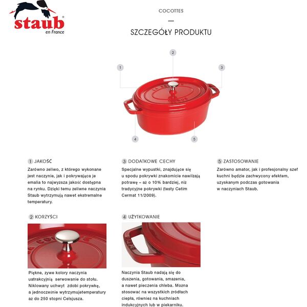 STAUB Garnek STAUB żeliwny owalny 5.5 ltr czarny uniwersalny