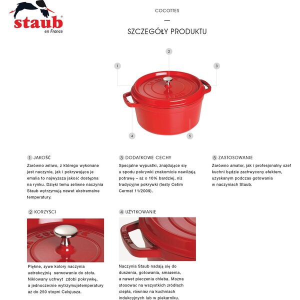 STAUB Garnek STAUB żeliwny okrągły 6.7 ltr grafitowy uniwersalny