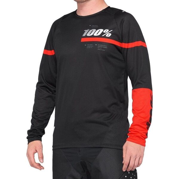 100% Koszulka męska 100% R-CORE Jersey długi rękaw red black roz. XXL
