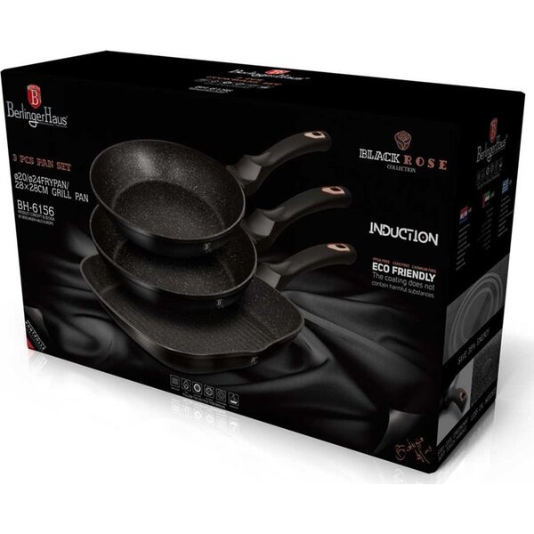 Patelnia Berlinger Haus zestaw Metallic Line Carbon Edition 20 24 28cm