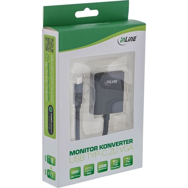 Adapter USB InLine USB-C - VGA Czarny  (64104B)