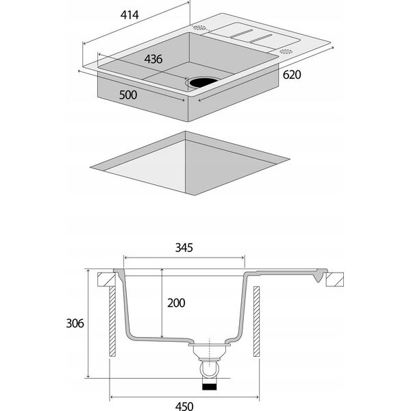 Zlewozmywak Concept DG05C45dg  kuchenny granitowy z ociekaczem CIEMNO SZARY