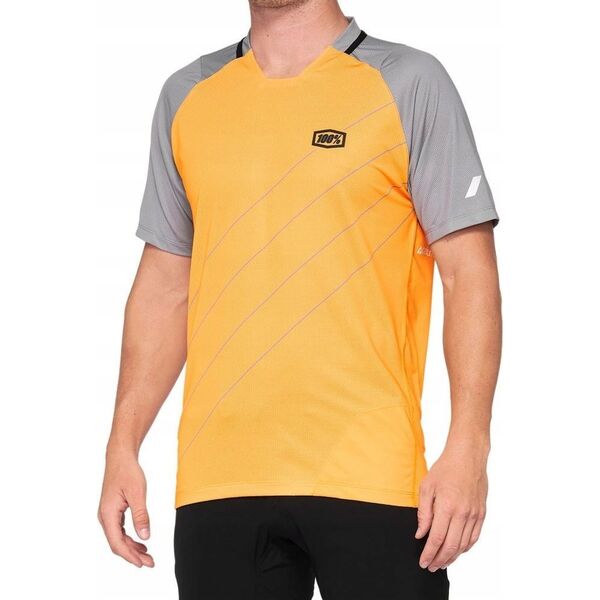 100% Koszulka męska 100% CELIUM Jersey krótki rękaw orange grey roz. M