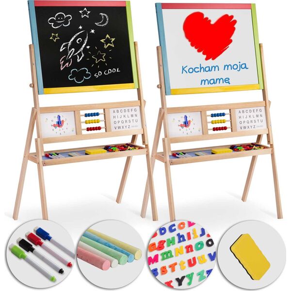 Ricokids Duża magnetyczna kredowa tablica obrotowa z zegarem Ricokids - wielokolorowa