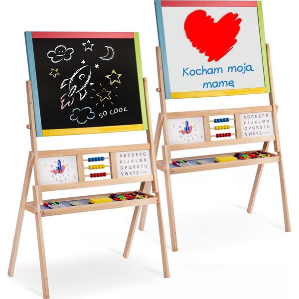 Ricokids Duża magnetyczna kredowa tablica obrotowa z zegarem Ricokids - wielokolorowa