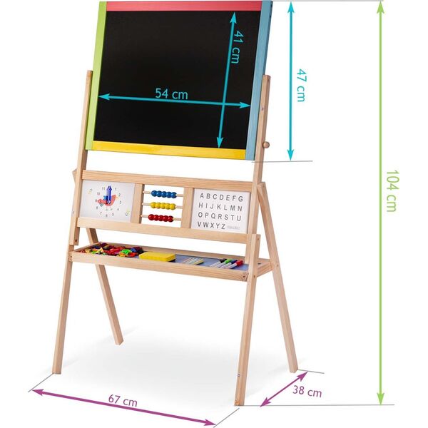 Ricokids Duża magnetyczna kredowa tablica obrotowa z zegarem Ricokids - wielokolorowa