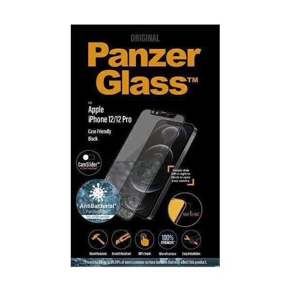 PanzerGlass Szkło hartowane do iPhone 12 / 12 Pro Case Friendly CamSlider Antibakteriell Black