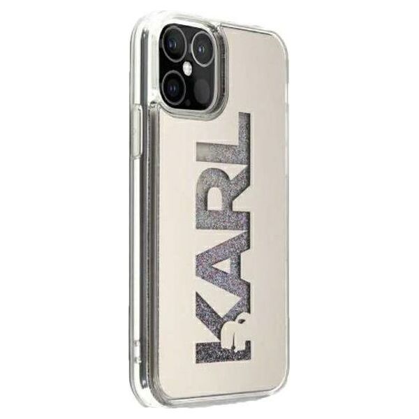Karl Lagerfeld Etui Karl Lagerfeld Logo Glitter Hardcase do iPhone 12 mini srebrne