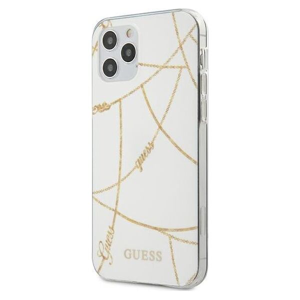 Guess Guess GUHCP12LPCUCHWH iPhone 12 Pro Max 6,7" biały/white hardcase Gold Chain Collection