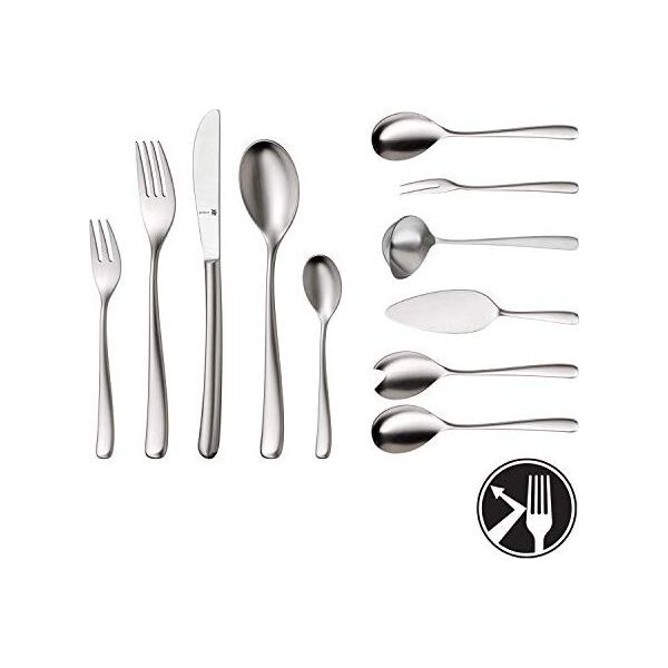 WMF Zestaw sztućców WMF Vision, osoby 12, sztuki 66, sztuki 60 ze sztućcami do serwowania, włożone ostrze noża, Cromargan Protect matowa stal nierdzewna, odporna na zarysowania, można myć w zmywarce