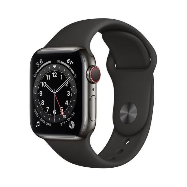 Smartwatch Apple Watch 6 GPS + Cellular 40mm Gray Steel Black Sport Czarny  (M06X3WB/A)