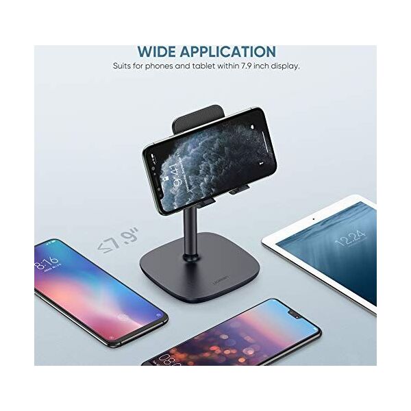 Podstawka Ugreen UGREEN stojak na telefon stacjonarny uchwyt na telefon regulowany uchwyt na telefon stojak na smartfona kompatybilny z iPhone 11 Pro X 8 Plus, Samsung M30s M20 S10, Huawei P30 Pro P20 Pro, iPad Mini 2 3 4 Czarny