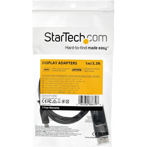 Kabel USB StarTech USB-C - DisplayPort 1 m Czarny (CDP2DP1MBD)