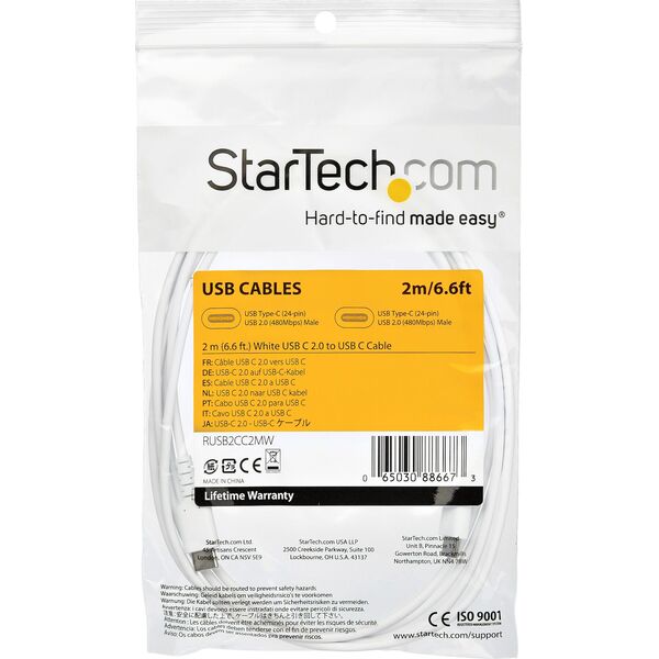 Kabel USB StarTech USB-C - USB-C 2 m Biały (RUSB2CC2MW)
