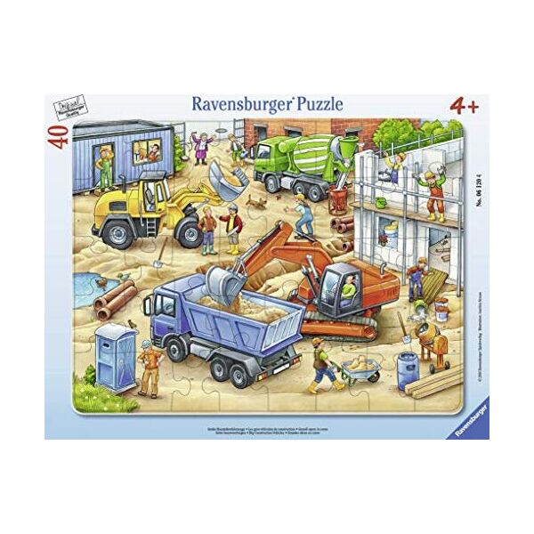 Ravensburger Puzzle dla dzieci 06120 - Duże pojazdy budowlane - puzzle z ramą