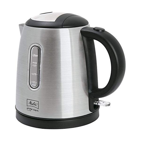 Czajnik Melitta Melitta Prime Aqua Mini Top 1018-03 BK, 1 litr, optyka, srebrny czajnik, plastik, 1 litr, stal nierdzewna. czarny