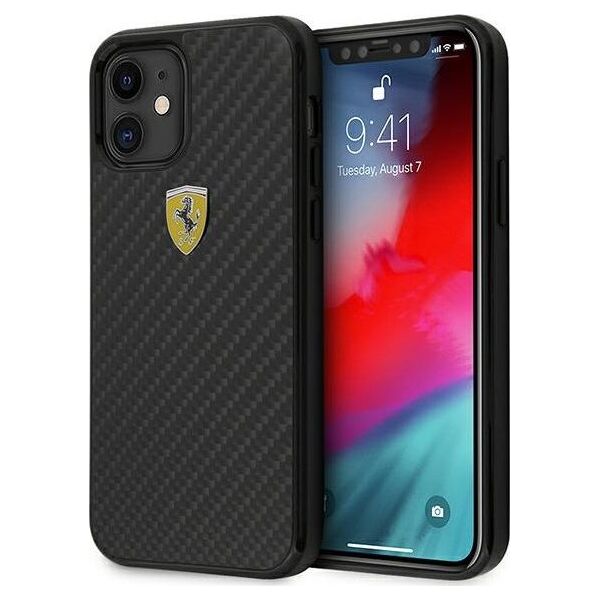 Ferrari Ferrari FERCAHCP12SBK iPhone 12 mini 5,4 czarny/black hardcase On Track Real Carbon