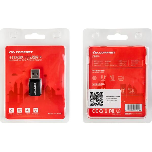 Karta sieciowa Comfast 812AC USB 3.0 AC1200
