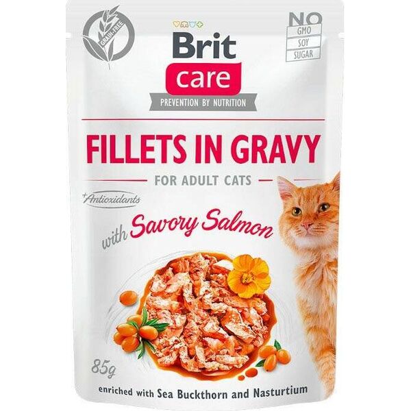 Brit Brit Care Cat Pouch Salmon - filety z łososia w sosie, mokra karma dla kota, saszetka 85g uniwersalny