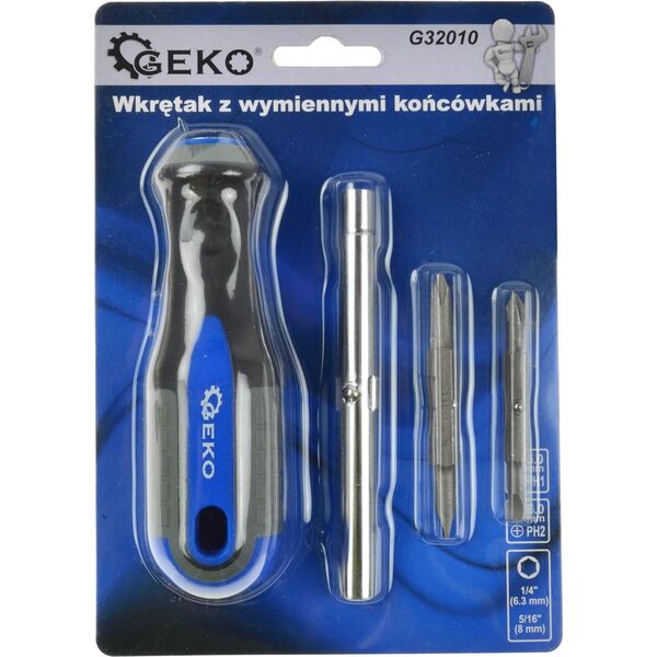 Geko Wkrętak z wymiennymi końcówkami GEKO (10/100)