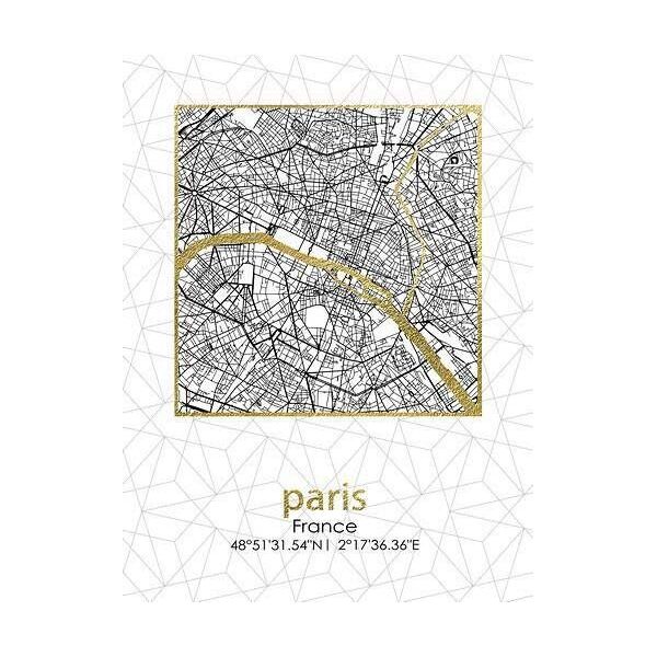Affek Design Obraz Plan Miasta Paris 45x60x1,8 cm