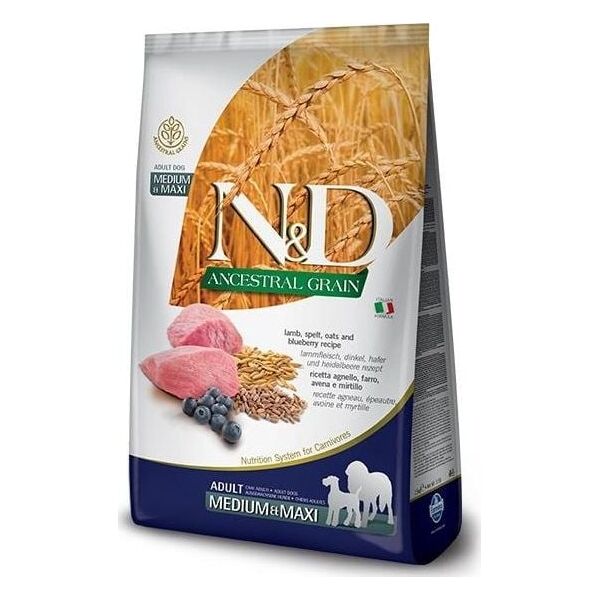 Farmina FARMINA N&D ANCESTRAL GRAIN DOG LAMB AND BLUEBERRY PUPPY MEDIUM & MAXI 12kg