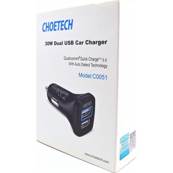 Ładowarka Choetech C0051 2x USB-A 3 A  (C0051 BLACK)