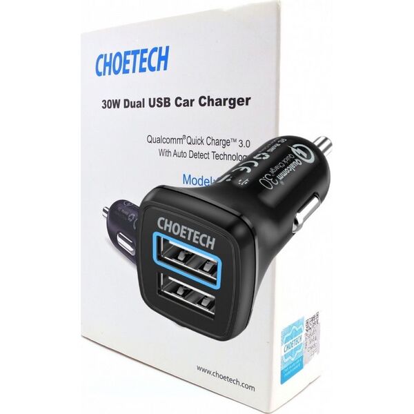 Ładowarka Choetech C0051 2x USB-A 3 A  (C0051 BLACK)