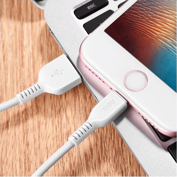 Kabel USB Partner Tele.com USB-A - Lightning 1 m Biały (6957531061151)