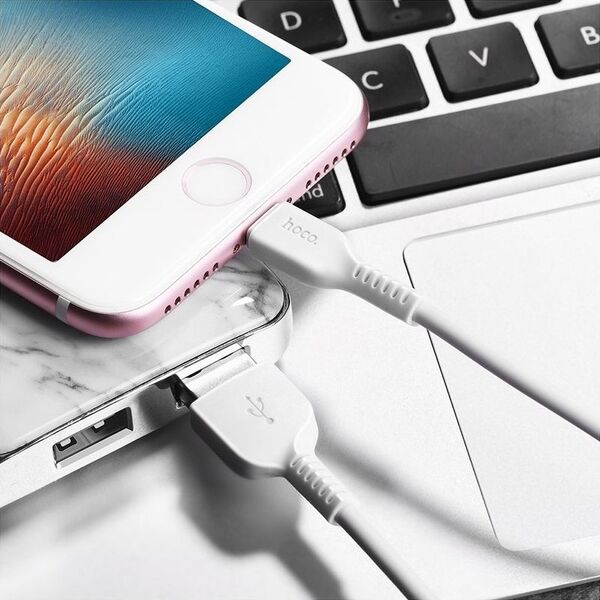 Kabel USB Partner Tele.com USB-A - Lightning 1 m Biały (6957531061151)