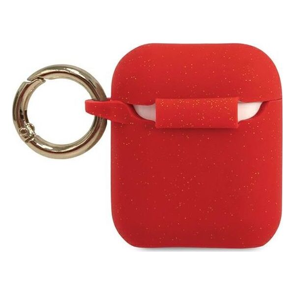 Guess Etui ochronne GUACCSILGLRE Silicone Glitter do AirPods 1/2 czerwone